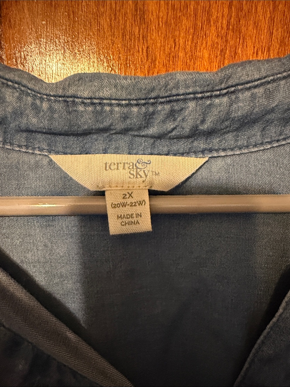 Terra & Sky Light Blue Denim Shirt Dress with Self-Tie Waist - Picture 2 of 2